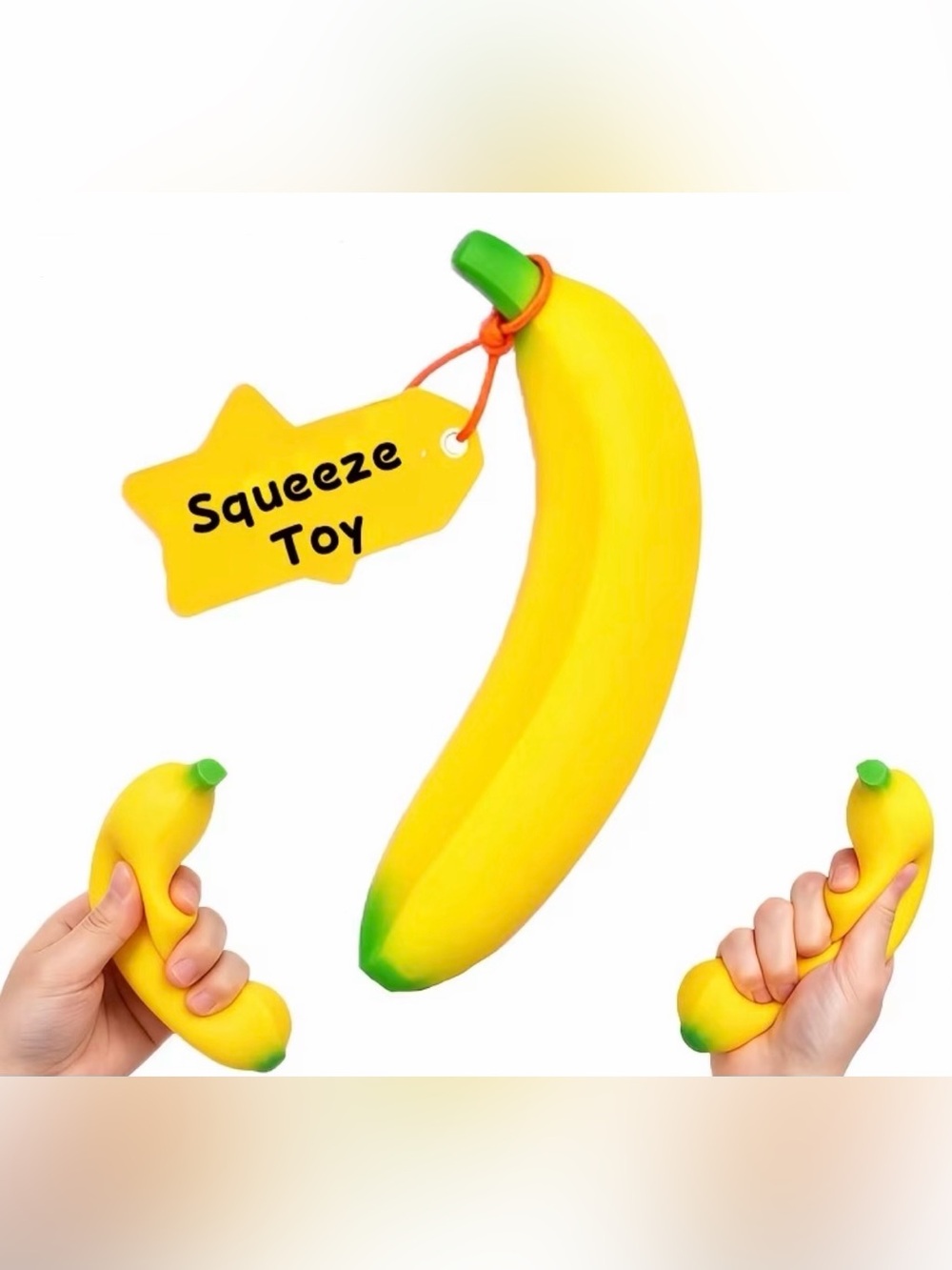 Yellow Banana Squeeze Toy - Soft Stress Relief Toy